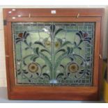 Art nouveau design stain and leaded glass panel in modern frame. 77 x 52cm approx. (B.P. 21% + VAT)