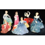 Four Royal Doulton bone china figurines to include; 'Lydia', 'Elyse', 'Fragrance' and 'Karen'.