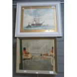 W Ayers, sailing vessel with steam tug and other shipping, signed, watercolours. 32 x 41cm approx.