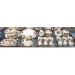 Four trays of Royal Albert 'Old Country Roses' tea and dinnerware to include: twelve teacups and