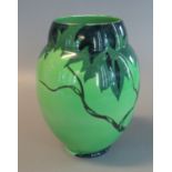 Carlton Ware 'Handcraft' green ground foliate baluster vase. 19cm high approx. (B.P. 21% + VAT)