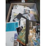 Box with all world selection in albums on pages, cards, in packets, covers, etc. Many 100's of