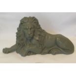 Cast iron painted study of a recumbent male lion. (B.P. 21% + VAT)