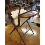 Edwardian mahogany ladies folding table with brass and wooden turned supports. (B.P. 21% + VAT)