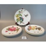 Collection of four English porcelain gilded and painted floral plates, probably Minton, unmarked,