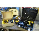 DeWalt 18 volt DC727N/XJ battery drill in original box, together with another similar, and another