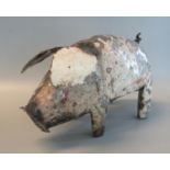 Modern metal rustic, weathered study of a pig. 37cm length approx. (B.P. 21% + VAT)