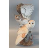 Franklin Mint fine porcelain study of 'The Barn Owl', together with another Franklin Mint 'The Great
