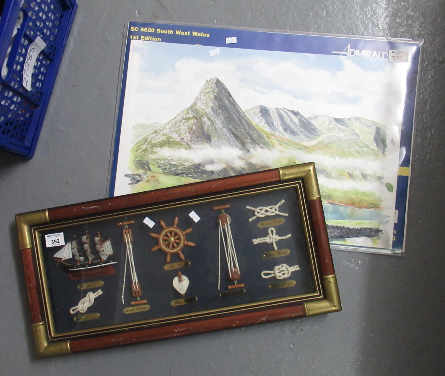 South West Wales first edition Admiralty Maps and a watercolour of Tryfan, Snowdonia. Together