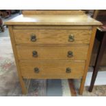 Early 20th century oak straight front bedroom chest of three drawers. 76 x 44 x 88cm approx. (B.P.