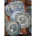 Three 19th Century transfer printed 'Collandine' shallow dishes or plates, together with a small