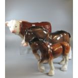 Sylvac ceramic study of a shire horse, together with another shire horse, and a ceramic study of a