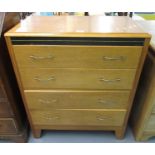 Lebus Furniture oak straight front bedroom chest of four drawers. 77 x 42 x 92cm approx. (B.P. 21% +