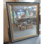 Modern bevel plate mirror with coloured frame and gilt slip. 61 x 73cm approx. (B.P. 21% + VAT)