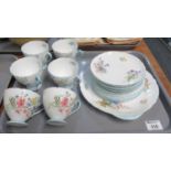 Tray of Shelley fine bone china 'Wild Flowers' part tea ware to include: six teacups and saucers,