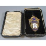 Large silver gilt Masonic jewel or medal, President West Town Over Sixty's Club, Peterborough. In
