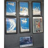 Set of seven reproduction LNER and other railway posters after Tom Purvis and others. Framed. (7) (