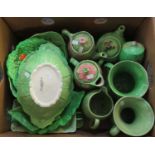 Box of assorted Carton ware and other pottery to include oval Carlton ware pedestal bowl decorated