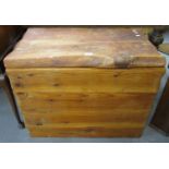 Modern rustic pine trunk with metal carrying handles. 81 x 45 x 66cm approx. (B.P. 21% + VAT)