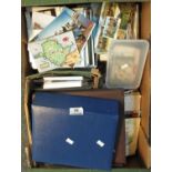 Tray of postcards in albums, plastic box with loose 100's. All worlds. (B.P. 21% + VAT)