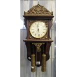 Modern mahogany wall clock with gilded mounts, chain, and weights. (B.P. 21% + VAT)