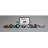 Collection of silver and gemset rings (7). (B.P. 21% + VAT)