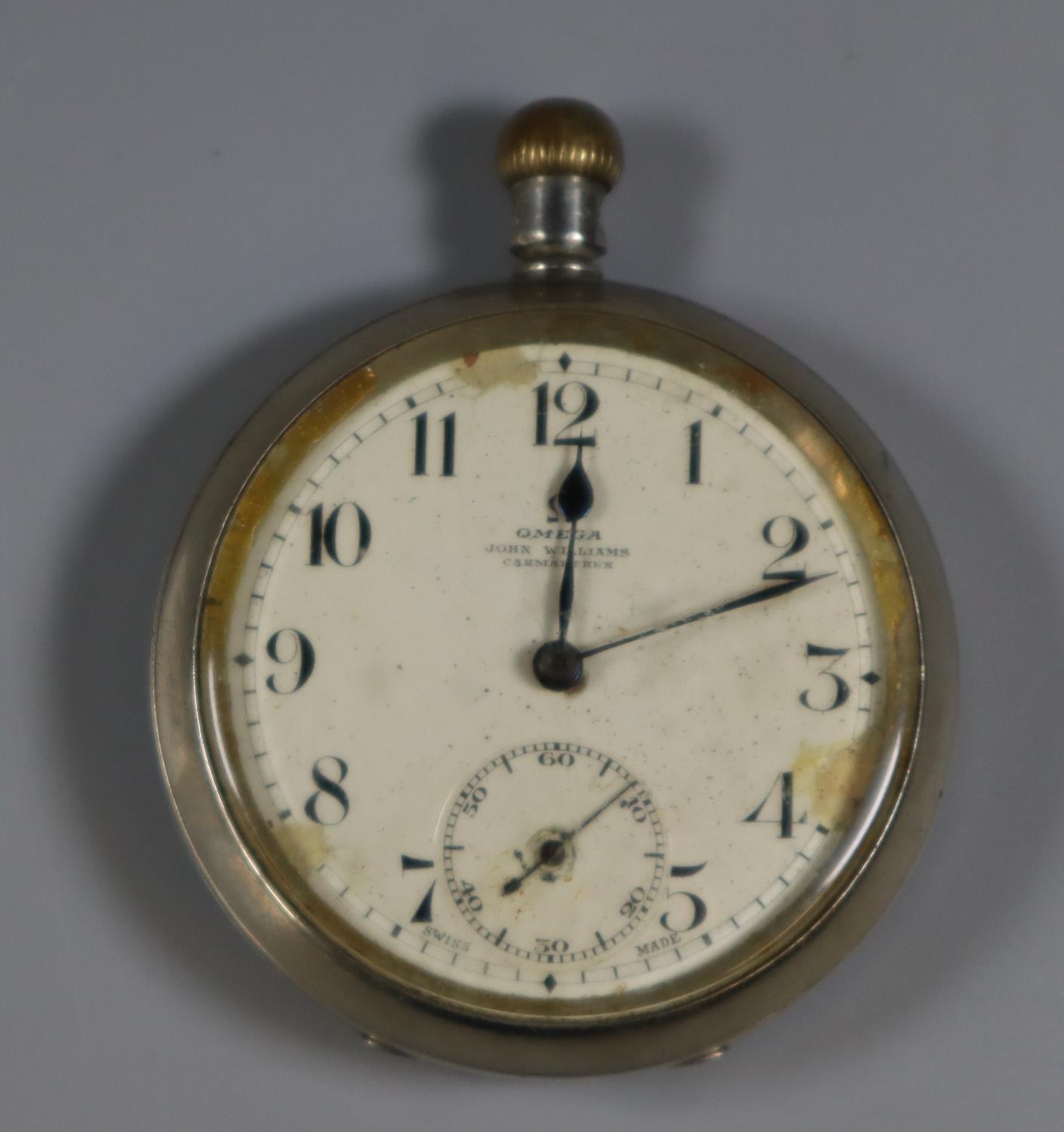 Omega open faced pocket watch, the face marked Omega John Williams, Carmarthen. (B.P. 21% + VAT)