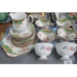 Tray of Shelley fine bone china part tea ware to include: six teacups and saucers and tea plates,