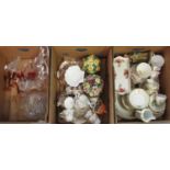 Three boxes to include Staffordshire china with flowers and swags, Colclough bone china, ceramic