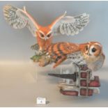 Franklin Mint fine porcelain sculpture 'The Screech Owl', together with another Franklin Mint fine