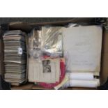 Large tray of various ephemera including postcards, envelopes, prints, etc. (B.P. 21% + VAT)