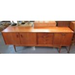 1960s teak G-Plan style sideboard, appearing unmarked. 209cm long approx. (B.P. 21% + VAT)