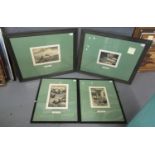 Two pairs of uncoloured engravings to include Harlech Castle, the Wye at Rhayader, Brixham