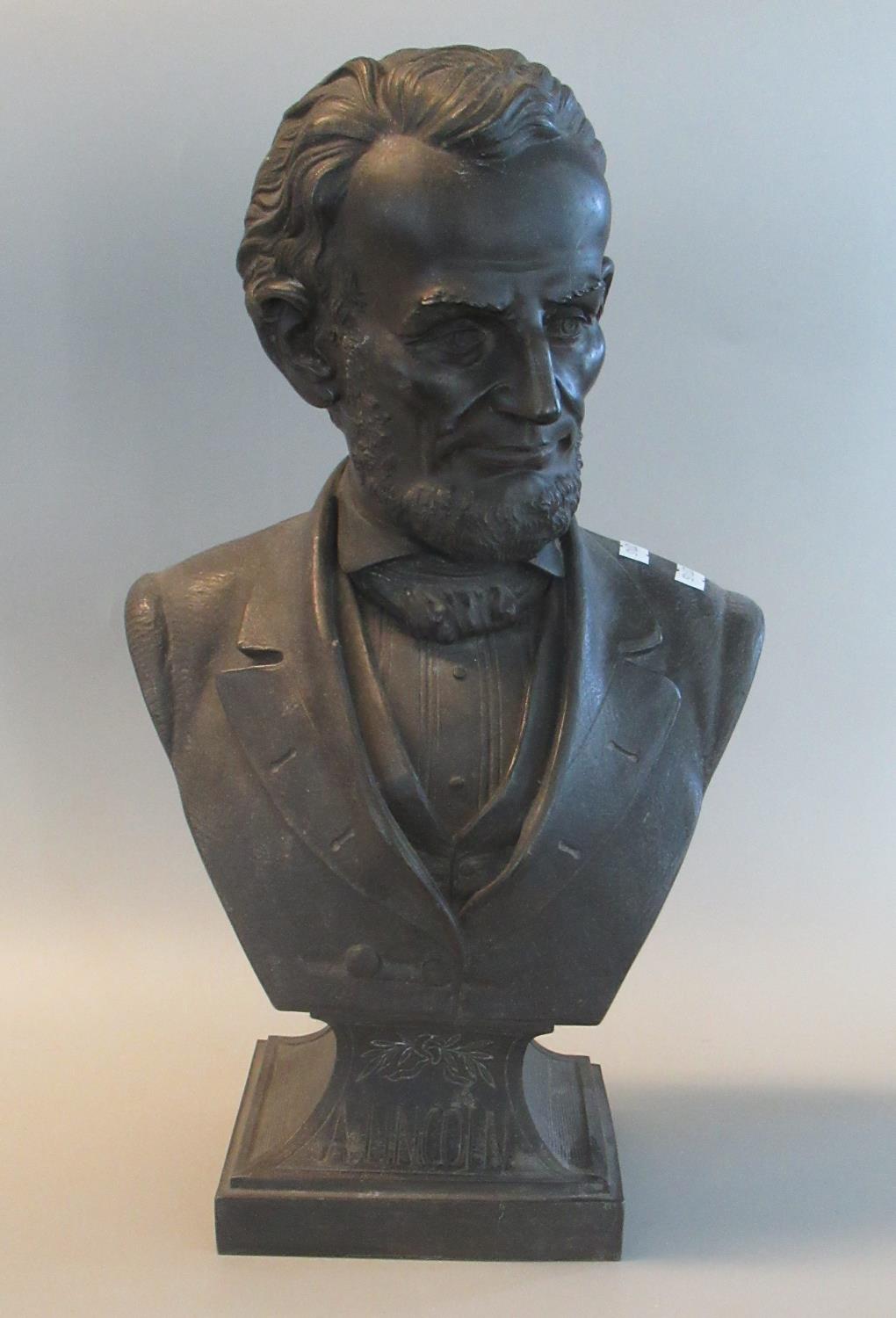 Spelter bust of Abraham Lincoln. 45cm high approx. (B.P. 21% + VAT)