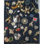 Collection of vintage brooches to include floral, contemporary designs, hearts, etc. (B.P. 21% +