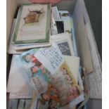 Postcards selection in shoebox topographical, humorous, etc. (B.P. 21% + VAT)