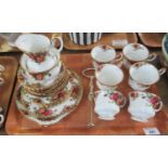 Tray of Royal Albert 'Old Country Roses' part tea ware to include: six teacups and saucers, seven