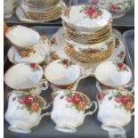 Tray of Royal Albert 'Old Country Roses' tea ware to include: six teacups with five saucers, six tea