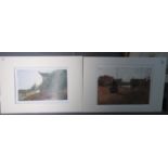 After Gordan Stuart, 'Dylan Thomas Square' and 'Boathouse, Laugharne'. Coloured prints signed by the