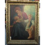 Rattis, Mother and children, signed, oils on canvas. 70 x 50cm approx. Gilt frame. (B.P. 21% + VAT)