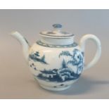 18th century Worcester porcelain bullet-shaped bachelor's teapot, continually decorated in