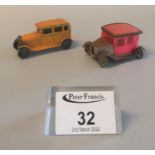 Vintage Tootsie Toy 1930's Diecast car together with another tinplate 1930's car. (2) (B.P. 21% +