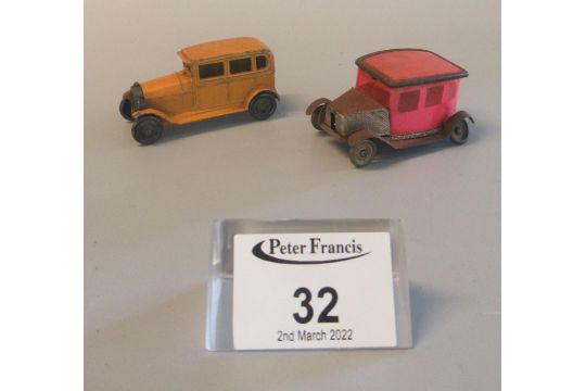 Vintage Tootsie Toy 1930's Diecast car together with another tinplate 1930's car. (2) (B.P. 21% +