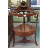 19th century mahogany bow front corner wash stand on splay legs. (B.P. 21% + VAT)