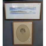 Adrian M Jones 'Tenby Coast Line', signed, watercolours. 12 x 45cm approx. Together with Henry