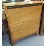 Lebus Furniture oak straight front bedroom chest of four drawers. 77 x 42 x 92cm approx. (B.P. 21% +