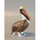 Royal Crown Derby bone china paperweight 'brown pelican', with gold stopper. (B.P. 21% + VAT)
