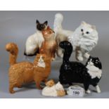 Collection of Beswick and Royal Doulton cats and kittens. (6) (B.P. 21% + VAT)