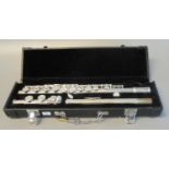 Rikter plated metal three-section flute in original case. (B.P. 21% + VAT)