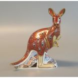 Royal Crown Derby bone china paperweight, The Australian Collection 'Kangaroo' with gold stopper. (